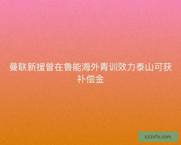 曼联新援曾在鲁能海外青训效力泰山可获补偿金